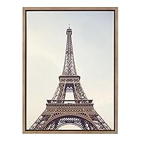 Kate and Laurel Sylvie The Eiffel Tower Framed Canvas Wall Art by Caroline Mint, 18x24 Gold, Decorative Travel Art for Wall
