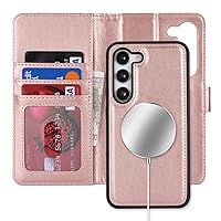 Ｈａｖａｙａ for Samsung Galaxy s23+Plus case Wallet for Women magsafe Compatible Galaxy s23 Plus Wallet case with Card Holder Detachable Magnetic flip Leather Cover-Rose Gold