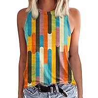 Going Out Tops for Women Sexy Plus Size Women Fashion Summer Crewneck Tank Tops Lightweight Sleeveless Printed