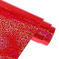 AHIJOY Holographic Sparkle Vinyl Red Adhesive Vinyl Roll 12