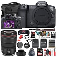 Canon EOS R5 Mirrorless Digital Camera (Body Only) (4147C002), Canon RF 24-70mm Lens, 64GB Memory Card, Case, Corel Photo Software, LPE6 Battery, External Charger, Card Reader + More (Renewed)