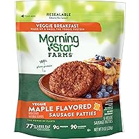 MorningStar Farms Meatless Sausage Patties, Vegan Plant Based Protein, Frozen Breakfast, Maple Flavored, 8oz Bag (6 Patties)