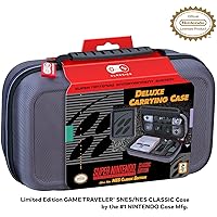 Nintendo Licensed Classic Edition NES & SNES Case - Protective Hard Shell Deluxe System Case , Grey Ballistic Nylon Exterior