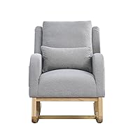 Rocking Chair Nursery, Upholstered Accent Rocker Glider Chair for Nursery, Modern Rocker Chair with Armchair Rocking Chair Indoor for Living Room, Bedroom and Playroom Grey Teddy One Size