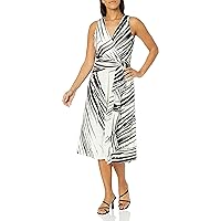 London Times Women's V-Neck Faux Wrap Midi Office Career Polished Event