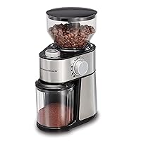 Hamilton Beach Electric Burr Coffee Grinder with Large 16oz Hopper and 18 Settings for 2-14 Cups, Stainless Steel (80385) (Renewed)