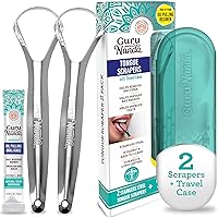 Tongue Scraper for Adults (2 Pack) with Travel Case, 420 Medical-grade 100% Stainless Steel Tongue Cleaner, Aids in Fresh Breath & Oral Care