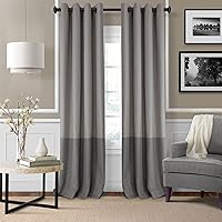 Elrene Home Fashions Braiden Color-Block Blackout Window Curtain, Single Panel, 52 in x 84 in (1 Panel), Gray