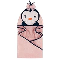 Hudson Baby Unisex Baby Cotton Animal Face Hooded Towel, Miss Penguin, One Size