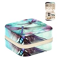PU Leather Jewelry Box Beautiful Dragonfly Portable Travel Jewelrys Organizer Case Earrings Rings Necklaces Display Storage Holder Boxes for Women Girls Bridesmaid Gifts