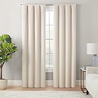 Eclipse Cannes Magnitech 100% Blackout Curtain, Rod Pocket Window Curtain Panel, Seamless Magnetic Closure for Bedroom, Living Room or Nursery, 63 in long x 40 in wide, (1 Panel), Ivory