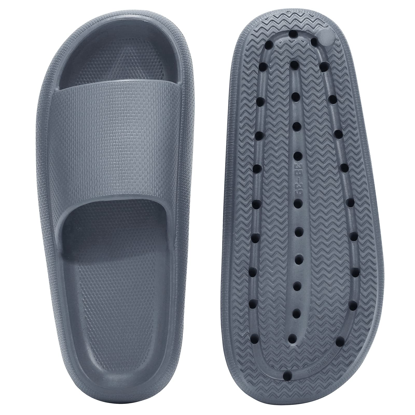 welltree Slides for Women Men Pillow Slippers Non-Slip Bathroom Shower Sandals Soft Thick Sole Indoor and Outdoor Slides