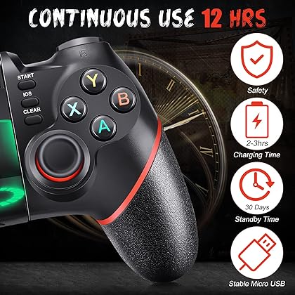 Vbepos Mobile Gaming Controller, Upgrade Bluetooth & 2.4G Wireless Controller for iPhone Android/PC Windows/Smart TV/ PS3/ PS4