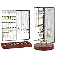 Earring Holder Jewelry Organizer Stand Bundle with 6-Tier Rotating Jewelry Organizer