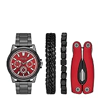 Men's Gunmetal Gray Watch, Bracelet and Accessories Gift Set (Model: FMDFL6047)