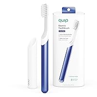 Quip Adult Electric Toothbrush - Sonic Toothbrush with Travel Cover & Mirror Mount, Soft Bristles, Timer, and Metal Handle - Indigo