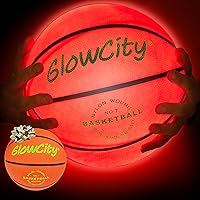 Glow in The Dark Basketball for Teen Boy - Glowing Red Basket Ball, Light Up LED Toy for Night Ball Games - Sports Stuff & Gadgets for Kids Age 8 Years Old and Up