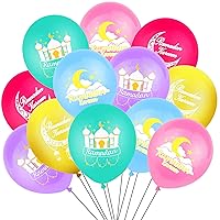 BinaryABC Eid Ramadan Kareem Latex Balloons,Eid Decorations,Muslim Party Decorations,12 Inch,12Pcs