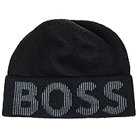 BOSS Men's Half Cardigan Structure Knit Cap with Logo