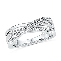 Sterling Silver Round Diamond Twisted Fashion Ring (0.03 cttw)