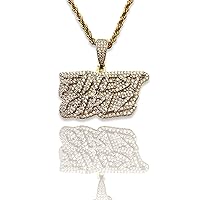 FINEST GIRLZ GIRLS Trap Home House Iced Custom Pendant Iced Diamond cz Necklace Women 925 Italy Gold Finish Iced Silver Charm Ice Out Pendant Stainless Steel Real 3 mm Rope Chain Necklace