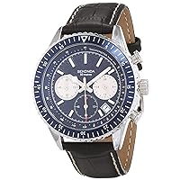 Mens 42mm Chronograph Watch Black Dial and Black Fabric Strap Water Resistant 50m Date Display 1737