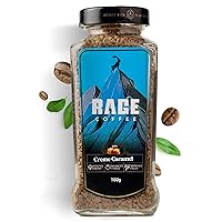 RAGE COFFEE Creme Caramel - Flavored Instant Coffee Powder for Both Hot & Cold Coffee, 100% Single Origin Arabica Coffee Beans Powder, Premium Coffee Infused with Plant Vitamins, 100gm