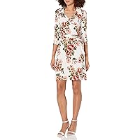 Star Vixen Women's Three-Quarter-Sleeve Faux Wrap Dress