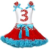 Petitebella 3rd Birthday Dress White Shirt Red Blue Dots Skirt Outfit Set 1-8y