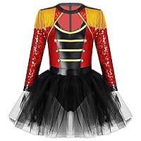 iiniim Girls Circus Ring Master Deluxe Costume Halloween Performance Cosplay Leotard Dress
