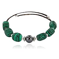 $80Tag Certified Navajo Malachite Native American Adjustable Wrap Bracelet 13166-1 Made by Loma Siiva