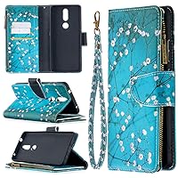 Cartoon Flip Case for Nokia 2.4,Butterfly Animal Painting Premium Leather Case Kickstand with 9 Card Slot Zipper Wallet