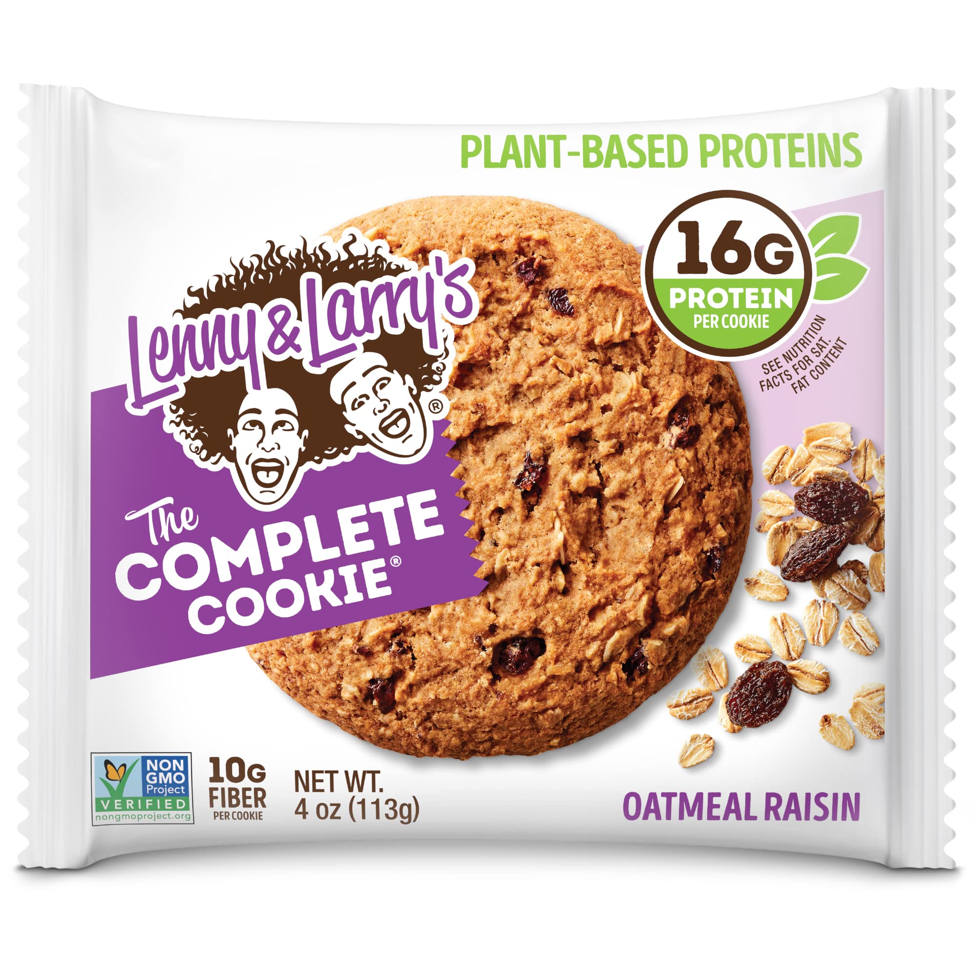 Lenny & Larry's The Complete Cookie, Oatmeal Raisin, 16g Plant Protein, Vegan, Non-GMO, 4 Ounce (Pack of 12)