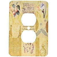 3dRose lsp_79374_6 Vintage Gold Collage of Art with Apricots and You are My Sunshine Plug Outlet Cover