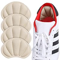 Back of Heel Cushion Inserts, Mesh Grips Pads for Boots, Loose Shoes Too Big, Reusable Adhesive Heel Guards Liners for Women Men, Improve Shoe Fit, 4PCS-Beige
