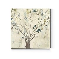 Renditions Gallery Square Canvas Wall Art: Neutral Coastal, Multicolor Nature, Modern Landscape Abstract Wall Art for Home & Office - Trees of Blue II 32x32