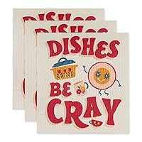 DII Swedish Dishcloths for Kitchen & Cleaning, Reusable, Machine Washable & Dishwasher Safe, Biodegradable, 7.75 x 6.75, Dishes Be Cray