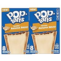 Pop Tarts Banana Bread Cinnamon Frosted Flavour (2) Box SimplyComplete Bundle (16 Total With Conversion Chart) Kids Snack, Value Pack Snacking at Home School Office or with Friends Family
