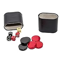 Bello Games Genuine Leather Dice Cup Set with Uria Stone Backgammon Checkers