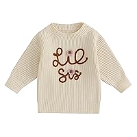 Toddler Baby Girl Boy Knit Sweater Sister Brother Matching Outfits Warm Long Sleeve Pullover Sweatshirt Fall Winter Clothes Beige Apricot 0-6 Months