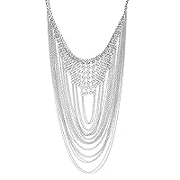 Badgley Mischka Women's Necklace - Elegant Layered Curb Chain Statement Bib Collar Necklace Costume Jewelry
