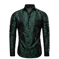 Mens Floral Printed Long Sleeve Dress Shirts Regular Fit Luxury Button Down Paisley Shirt for Wedding Party