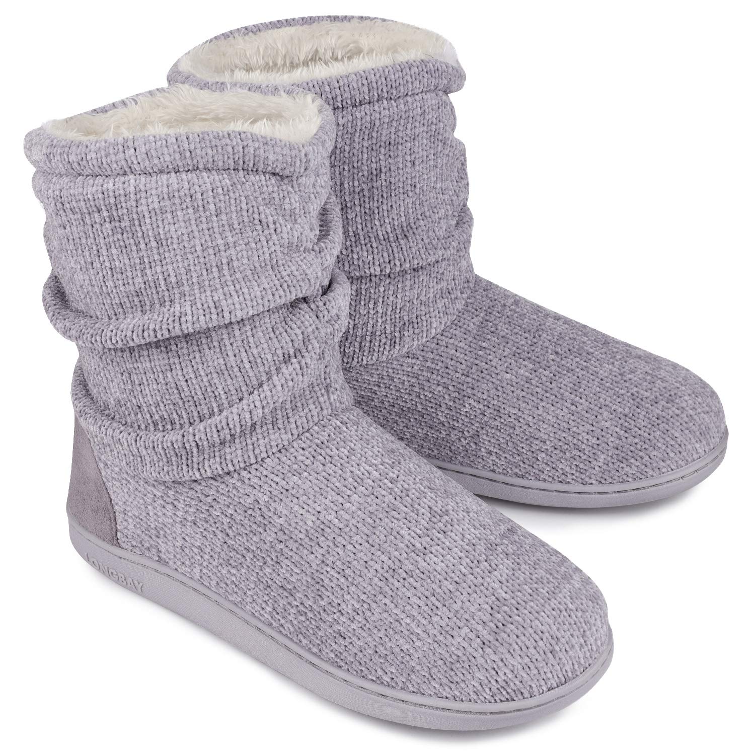 Buy LongBay Ladies' Chenille Knit Warm Boots Slippers Soft Plush Fleece ...