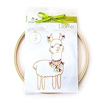 Llama Hand Embroidery DIY Craft Wall Art Kit, Beginner Learn to Embroider French Knot, Backstitch, Round 8 inch Hoop, 6 Strand Cotton Floss Thread, Needle, Kids Crafts Boys Girls