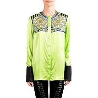 Just Cavalli Women's Multi-Color 100% Silk Long Sleeve Blouse Top US S IT 40