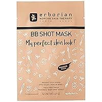 Erborian - BB Shot Mask with Ginseng - Pore Minimizing Sheet Mask - Absorbs Excess Sebum, Pore Blurring and Face Skin Moisturizing - Korean Face Mask - For All Skin Types and Complexion
