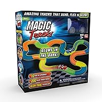 Ontel Magic Tracks 10 Foot Glow In The Dark Bendable Flexible Racetrack with LED Light-Up Race Car, Educational Playset Birthday Gift for Ages 3+