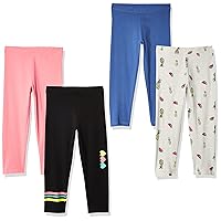 Amazon Essentials Girls and Toddlers' Cropped Capri Leggings (Previously Spotted Zebra), Multipacks