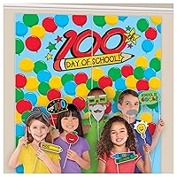 amscan 100th Day of School Scene Setter with Photo Booth Props | 16 Pcs