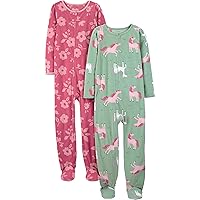 Simple Joys by Carter's Girls' 2-Pack Loose-fit Fleece Footed Pajamas